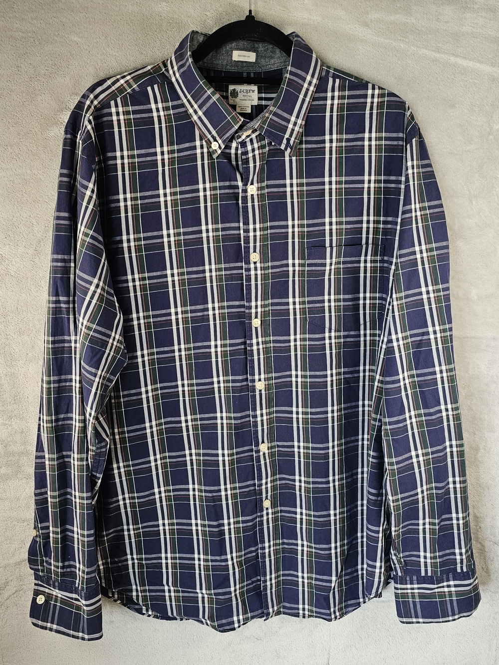 J.Crew Sz. Large Men's Plaid Casual Button-Down Shirt Tailored Fit 100% Cotton